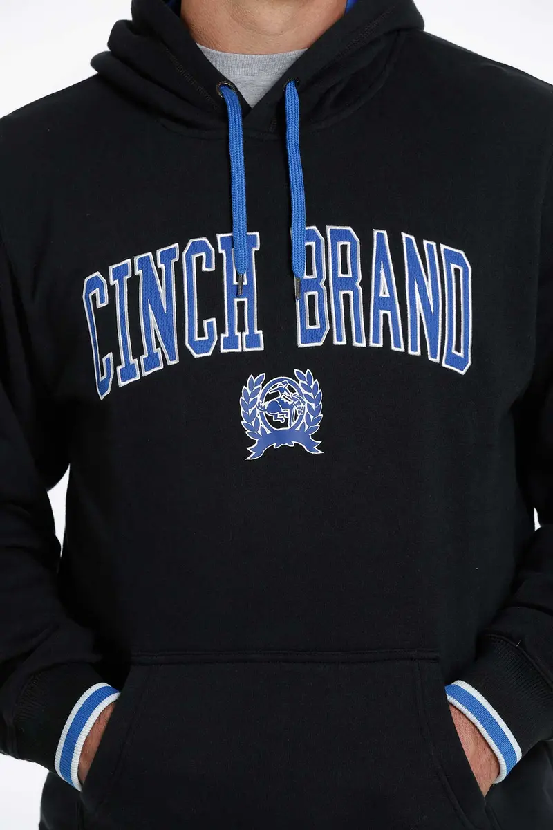 Cinch Men's Solid Black Logo Hooded Sweatshirt 4