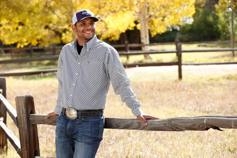 Cinch Men's White And Purple Geometric Button Down Western Shirt 5