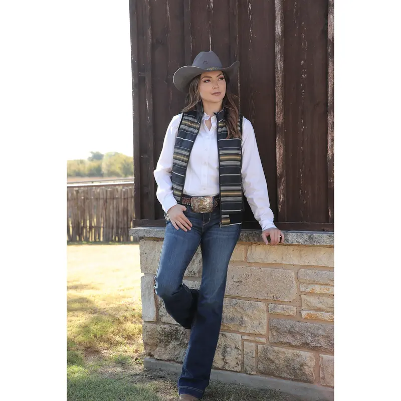 Cinch Women's Black Quilted Reversible Vest 1
