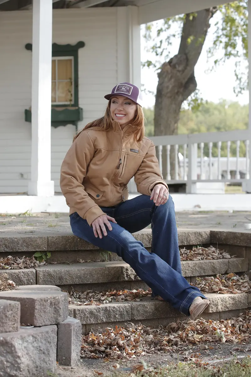 Cinch Women's Brown Canvas Bomber Jacket 1