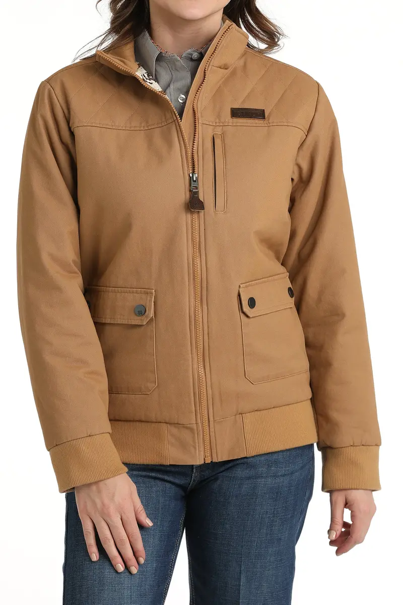 Cinch Women's Brown Canvas Bomber Jacket 2