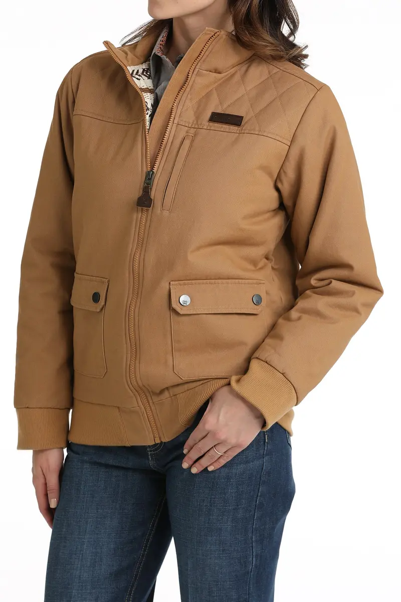 Cinch Women's Brown Canvas Bomber Jacket 4