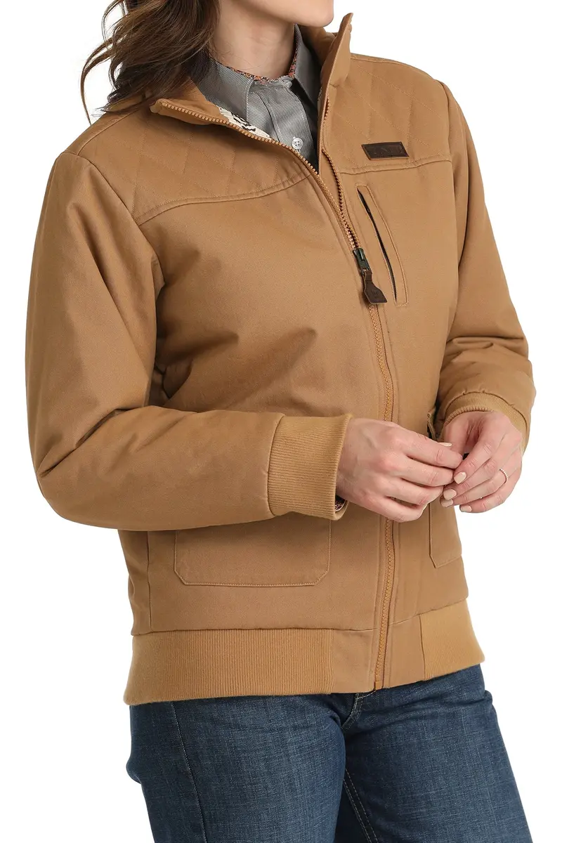 Cinch Women's Brown Canvas Bomber Jacket 5
