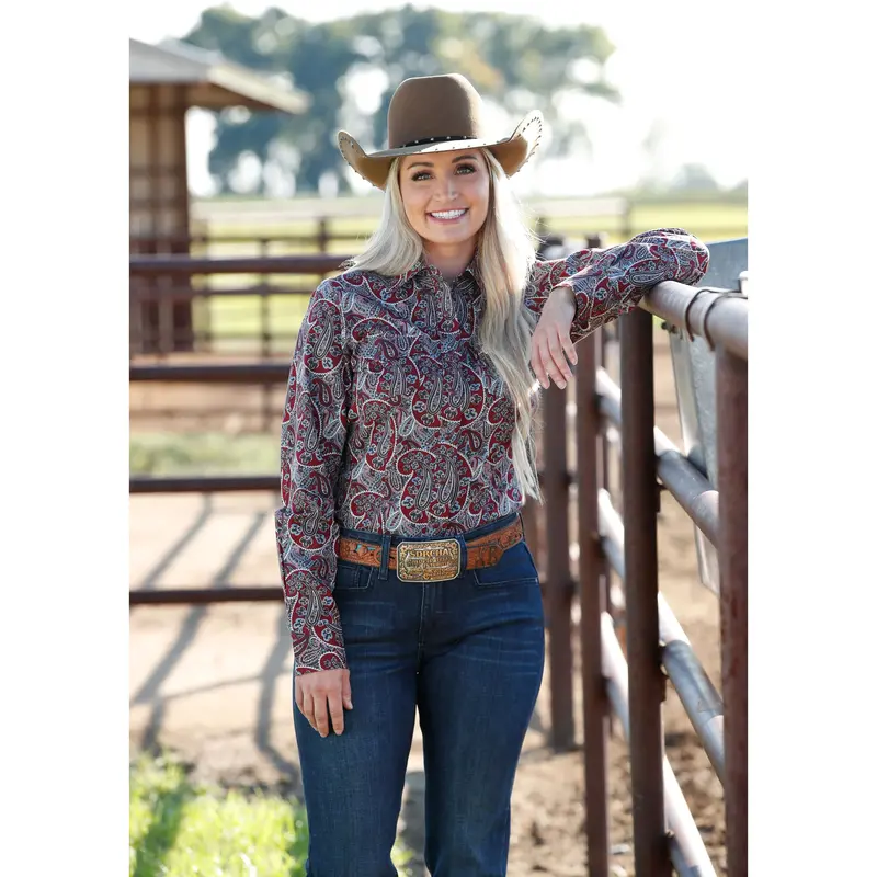 Cinch Women's Burgundy Paisley Western Shirt 1