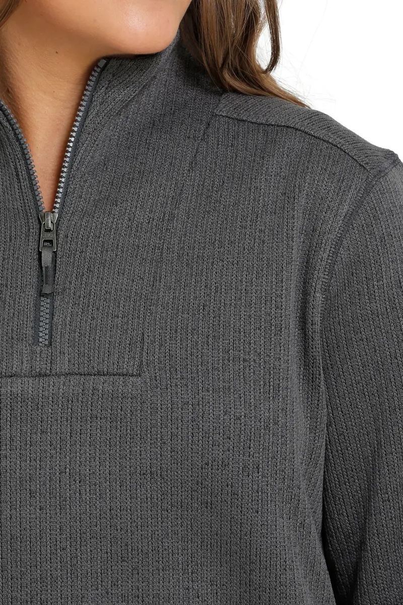 Cinch Women's Charcoal Quarter Zip Sweater Knit Pullover 4
