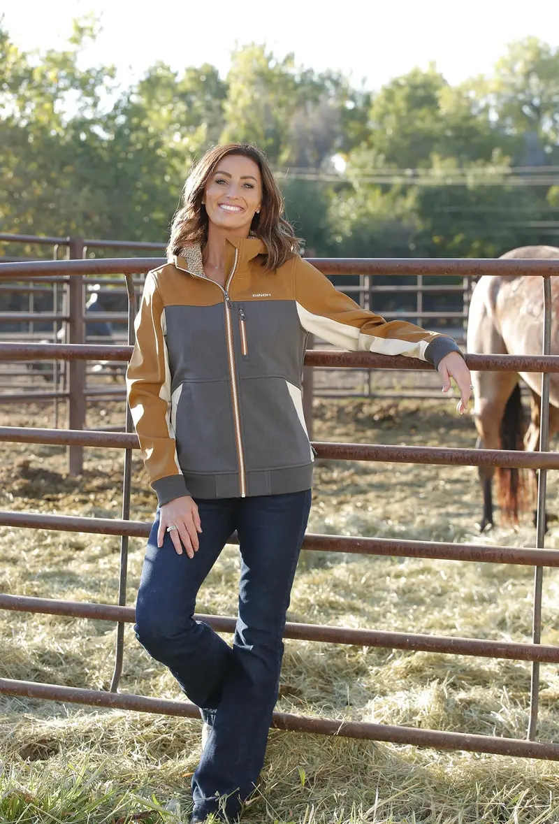 Cinch Women's Gold And Charcoal Bonded Hoodie 1