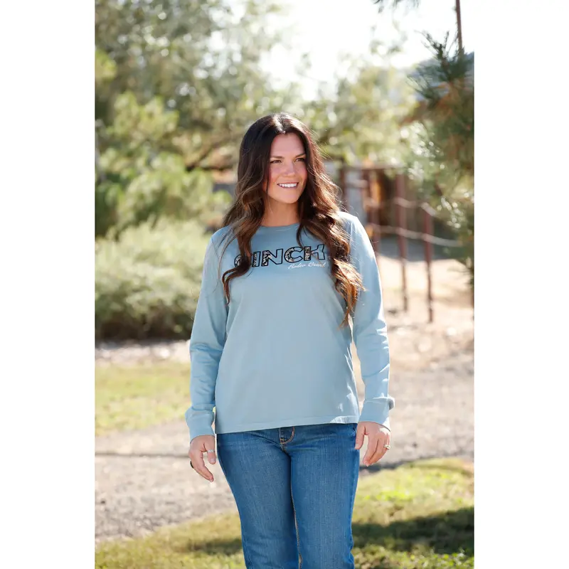 Cinch Women's Light Blue Long Sleeve Tee 1