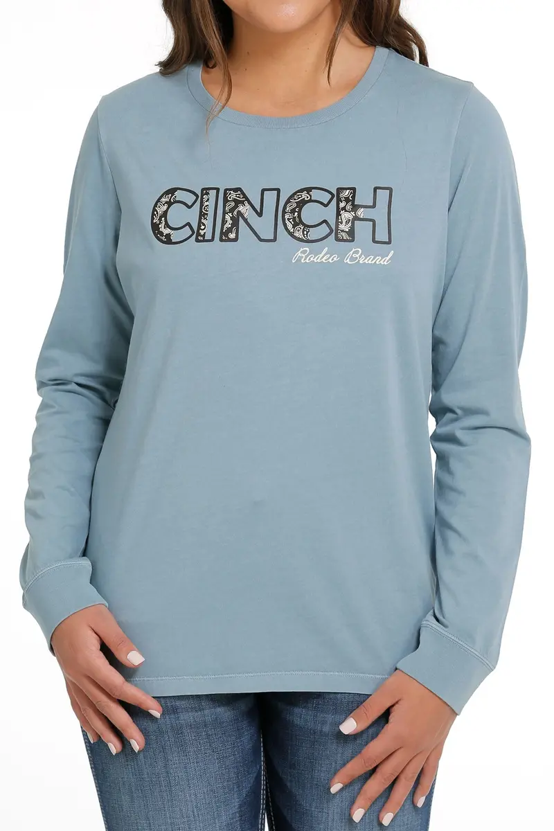 Cinch Women's Light Blue Long Sleeve Tee 2