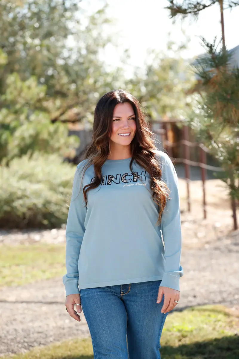 Cinch Women's Light Blue Long Sleeve Tee 3