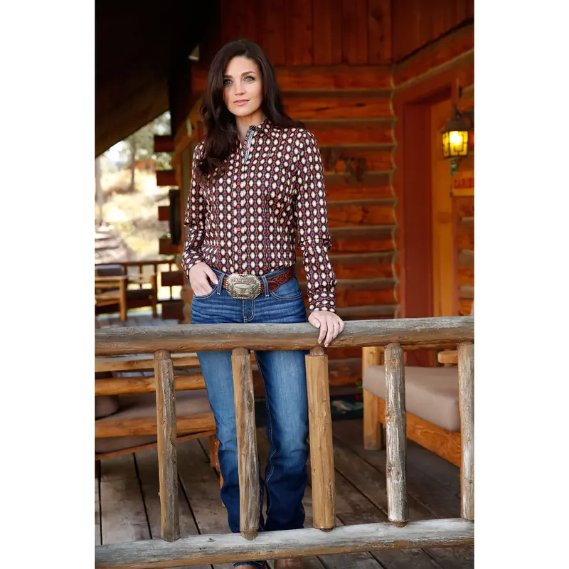 Cinch Women's Navy Southwestern Button Down Shirt 1