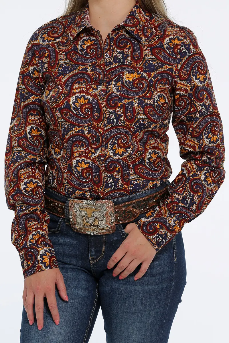 Cinch Women's Paisley Button Down Western Shirt 4