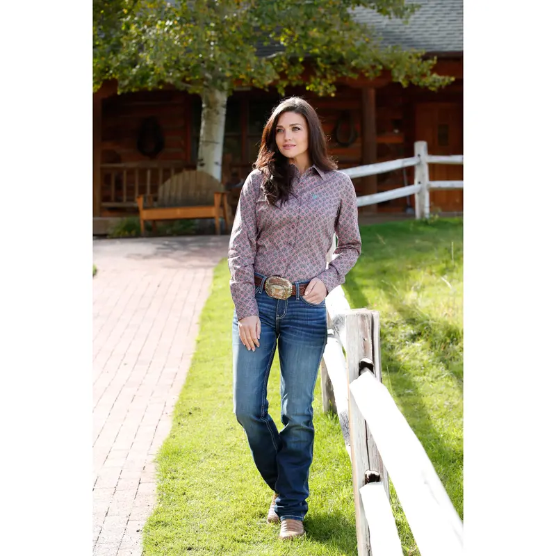 Cinch Women's Pink Pattern Button Down Western Shirt 1