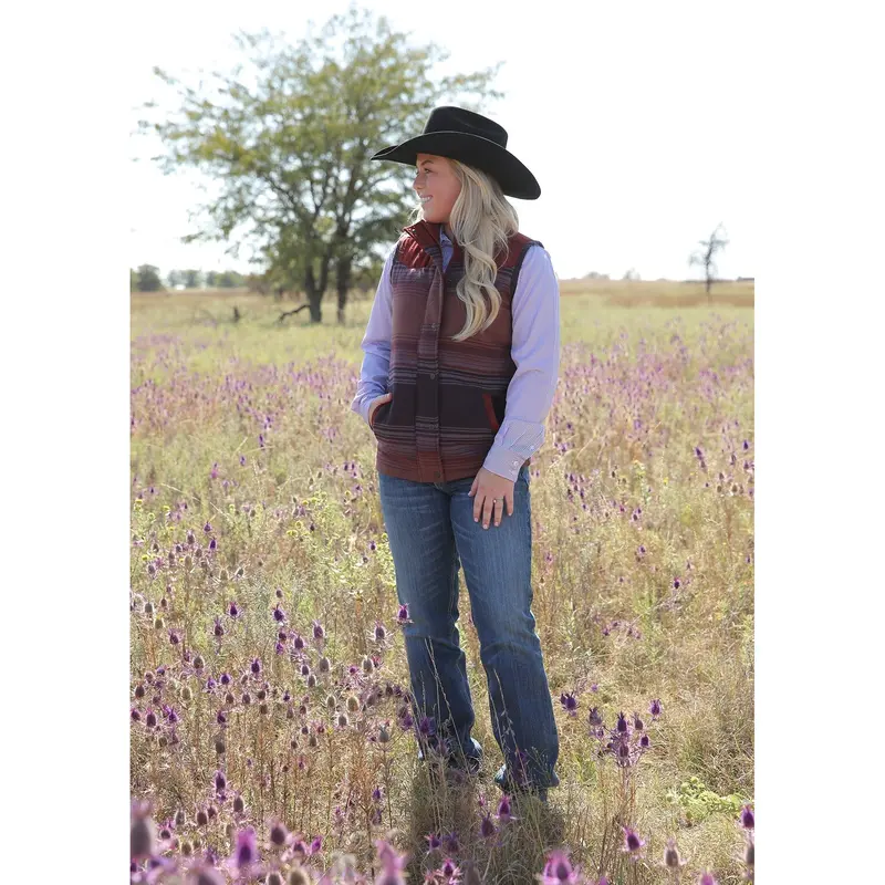 Cinch Women's Red Twill Quilted Vest 1
