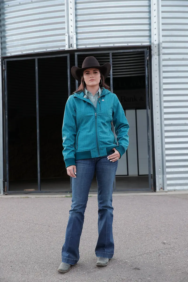 Cinch Women's Teal Bonded Hoodie 1