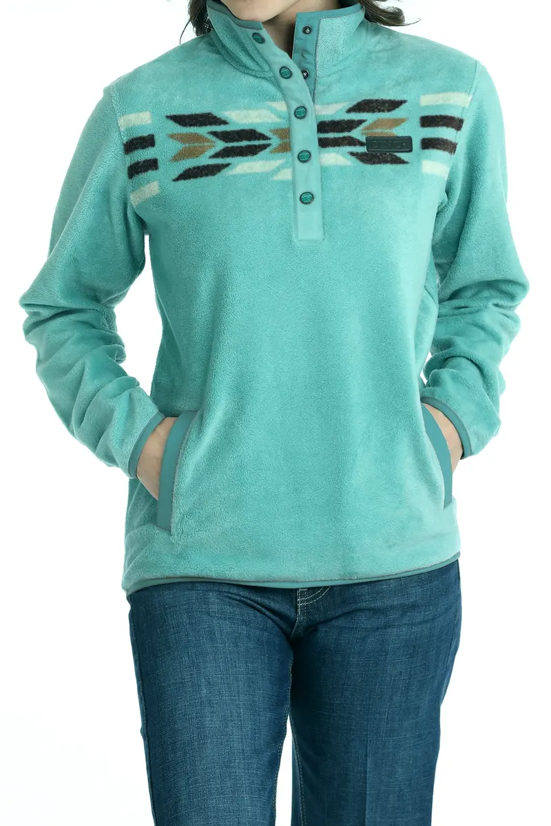 Cinch Women's Turquoise Fleece Pullover 2