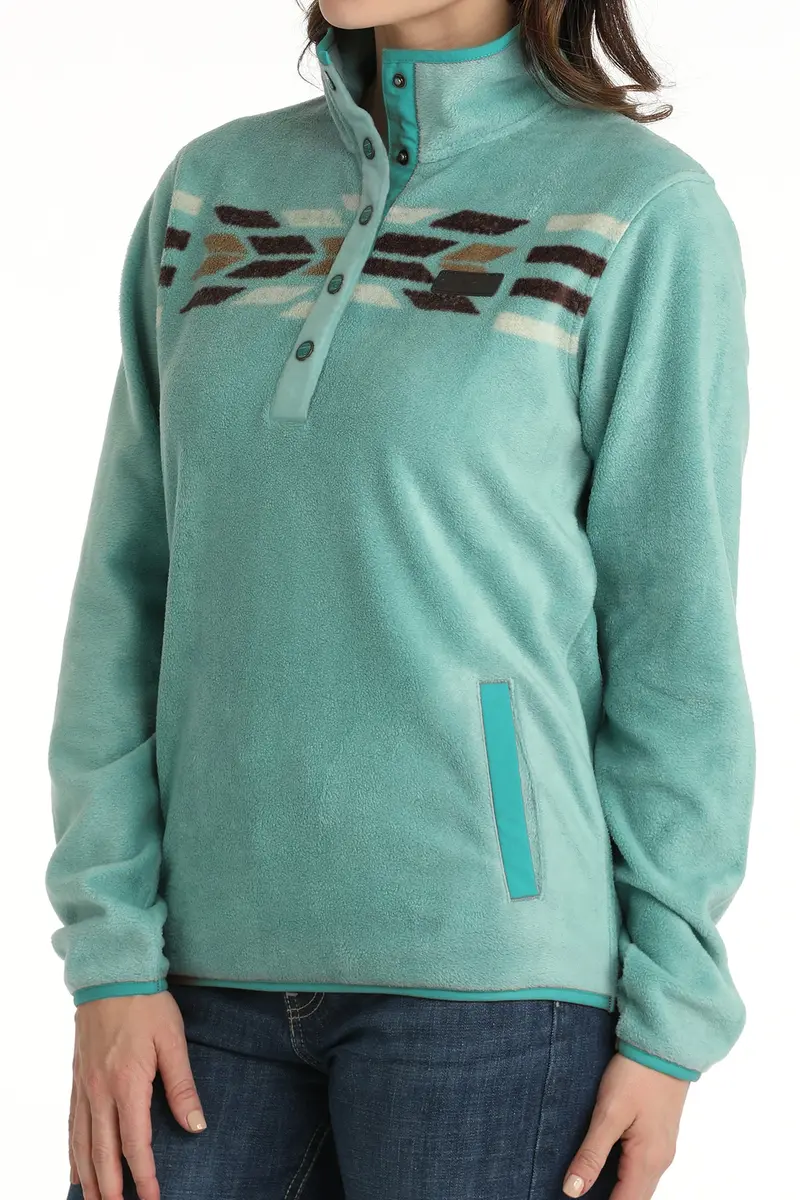 Cinch Women's Turquoise Fleece Pullover 3