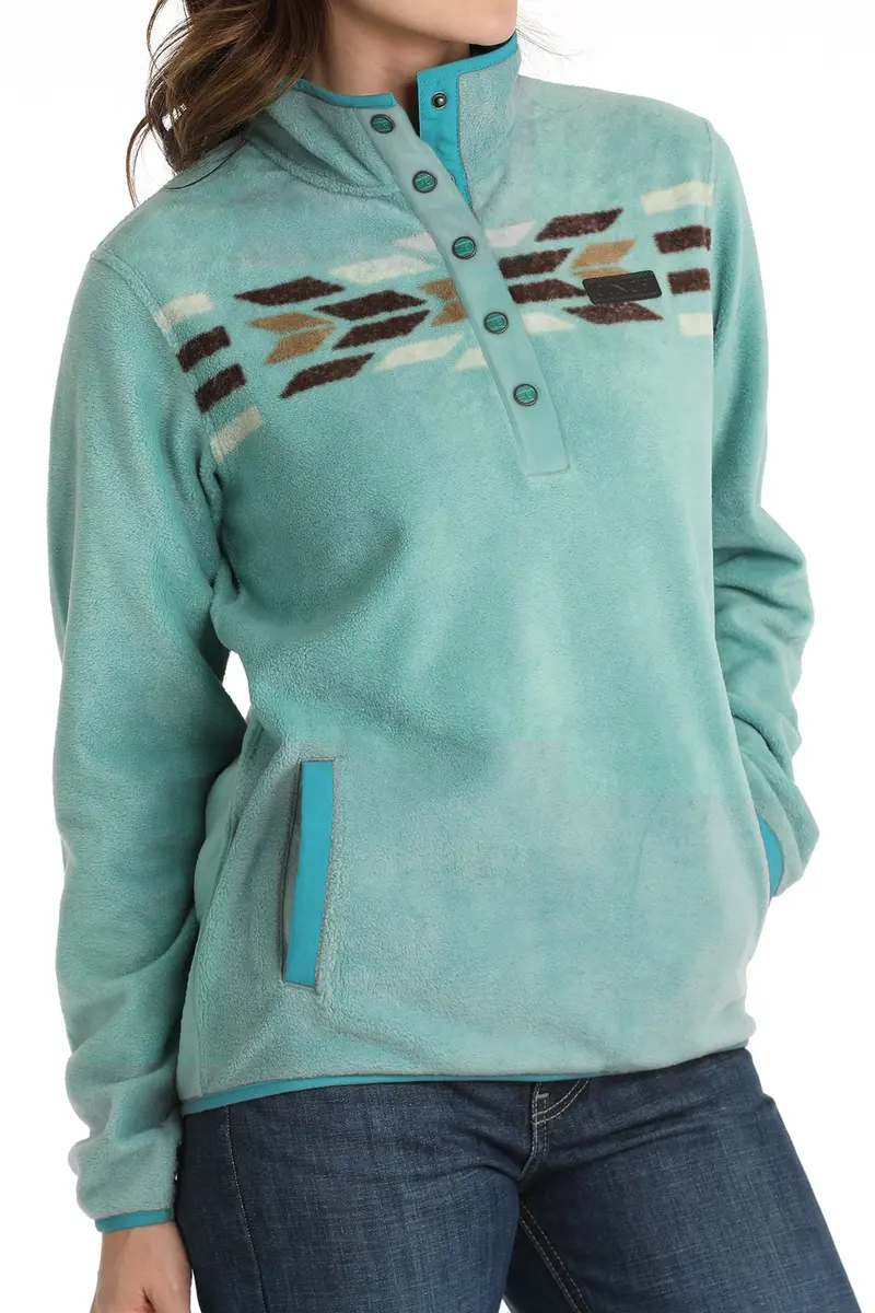 Cinch Women's Turquoise Fleece Pullover 4