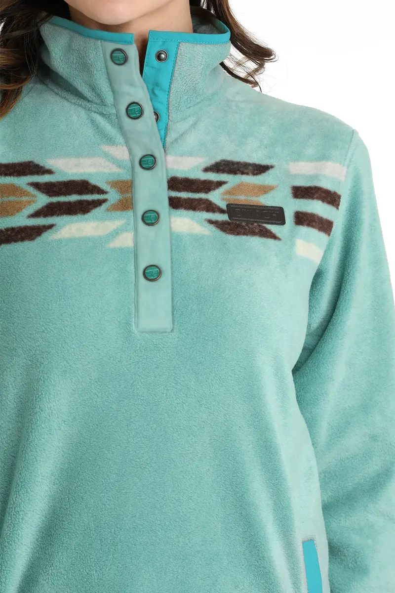 Cinch Women's Turquoise Fleece Pullover 6