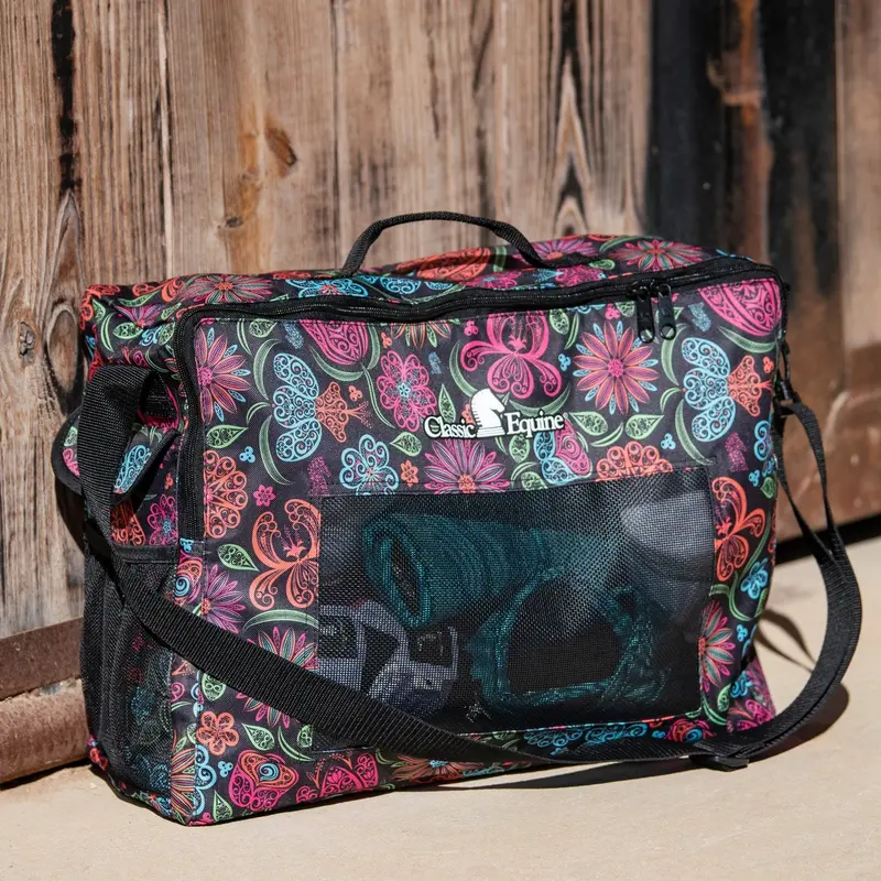 Classic Equine Boot Accessory Tote-Neon Flower 1