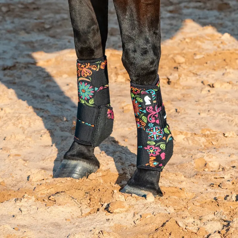 Classic Equine Full Set Legacy2 Support Boots-Neon Flower 2