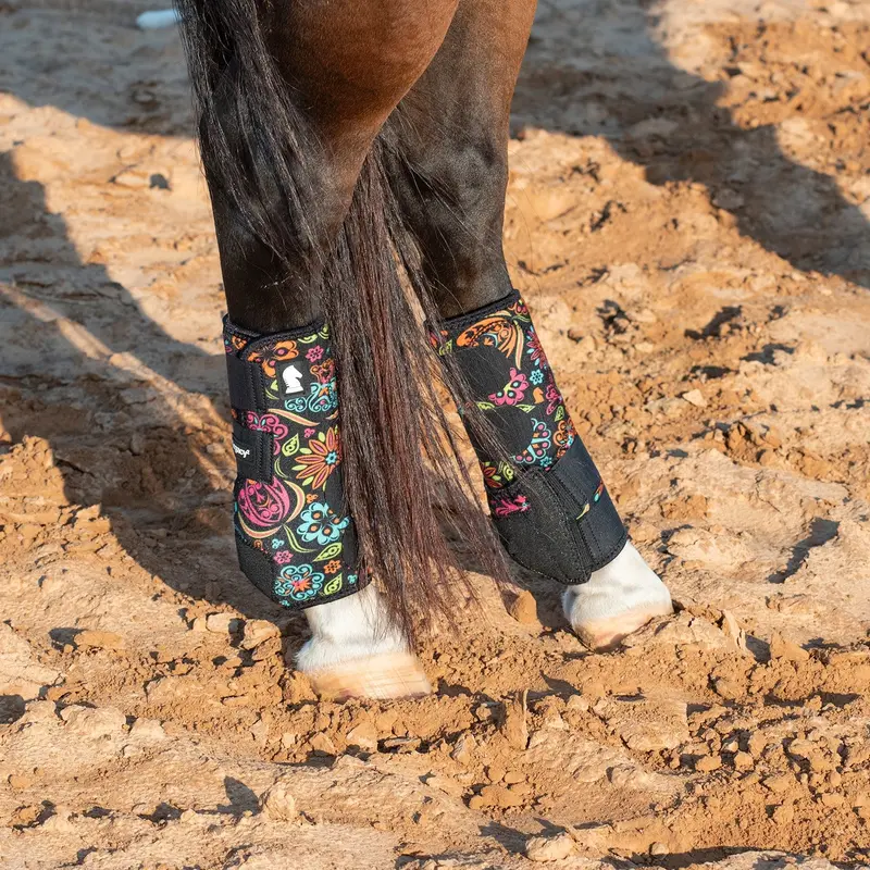 Classic Equine Full Set Legacy2 Support Boots-Neon Flower 3