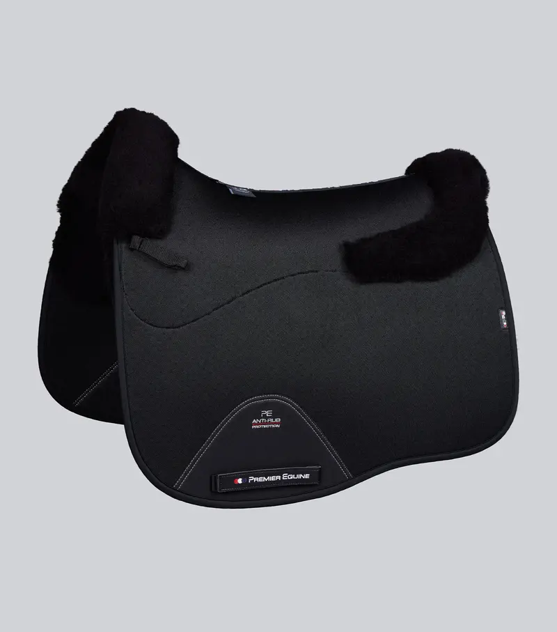 Close Contact Airtechnology Shockproof Wool Saddle Pad - Dressage Square Black/Black Wool 1