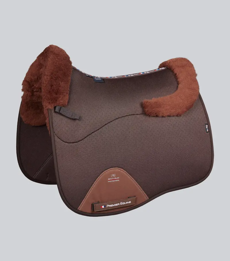 Close Contact Airtechnology Shockproof Wool Saddle Pad - Dressage Square Brown/Brown Wool 1