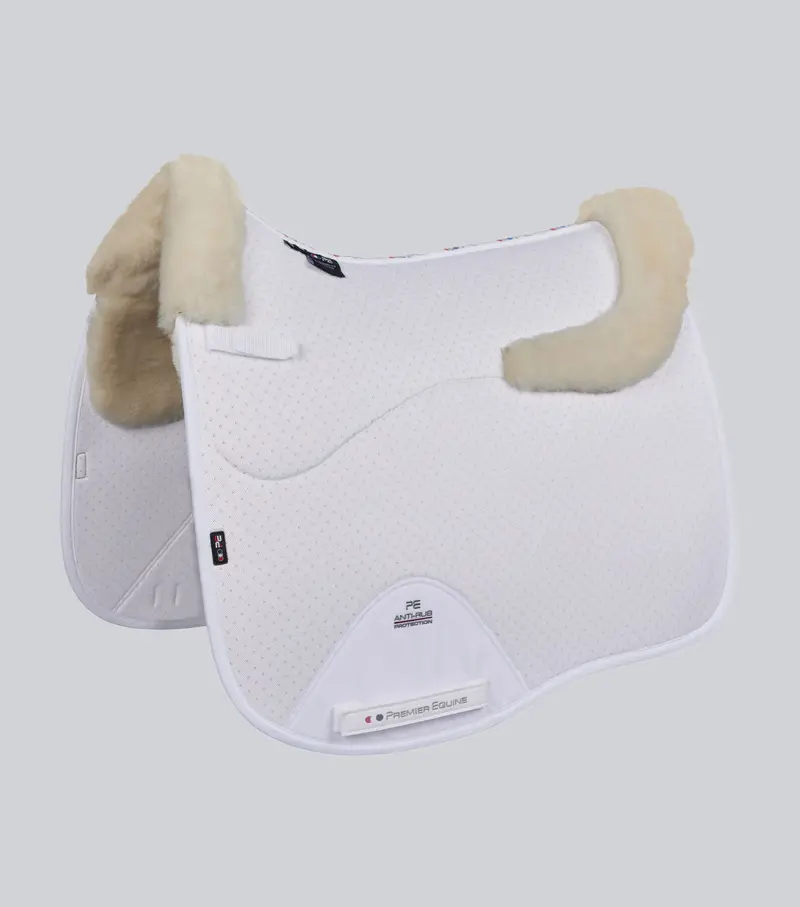 Close Contact Airtechnology Shockproof Wool Saddle Pad - Dressage Square White/Natural Wool 1