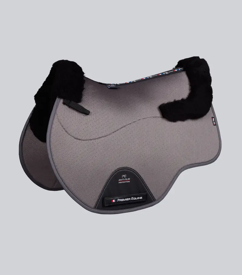 Close Contact Airtechnology Shockproof Wool Saddle Pad - Gp/Jump Square Grey/Black Wool 1