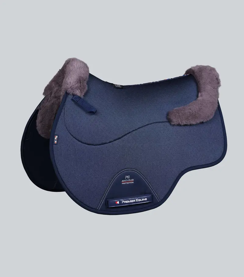 Close Contact Airtechnology Shockproof Wool Saddle Pad - Gp/Jump Square Navy/Grey Wool 1