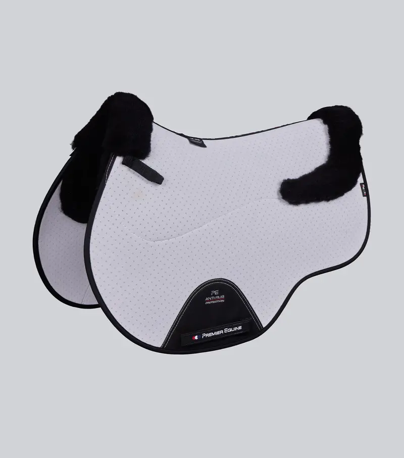 Close Contact Airtechnology Shockproof Wool Saddle Pad - Gp/Jump Square White/Black Wool 1