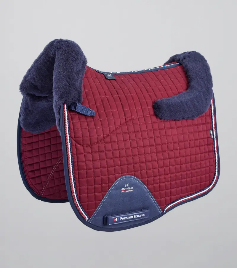 Close Contact Merino Wool European Saddle Pad - Dressage Square Burgundy/Navy 1