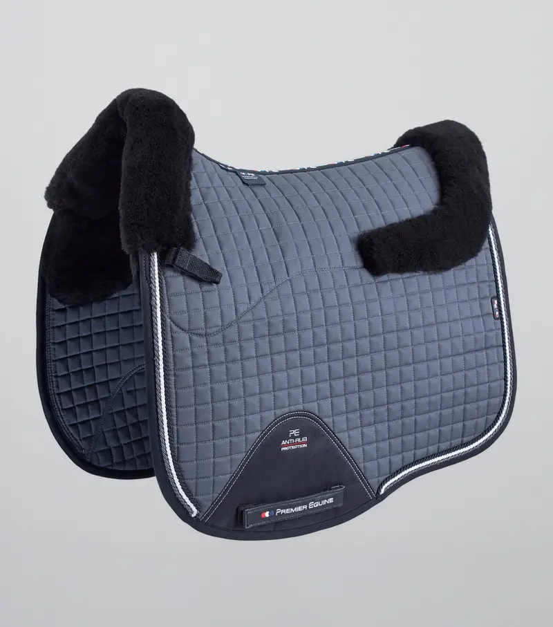 Close Contact Merino Wool European Saddle Pad - Dressage Square Grey/Black Wool 1