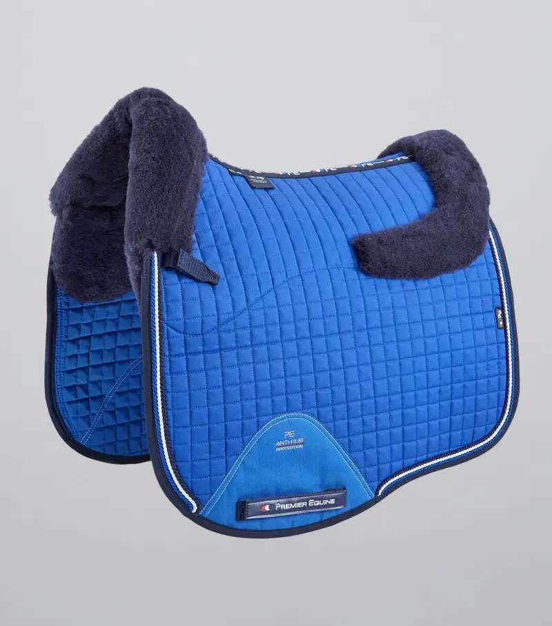 Close Contact Merino Wool European Saddle Pad - Dressage Square Royal Blue/Navy Wool 1