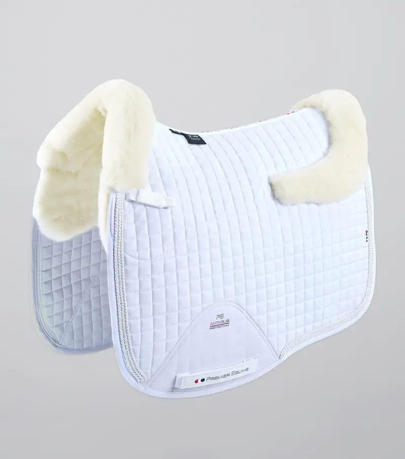 Close Contact Merino Wool European Saddle Pad - Dressage Square White/Natural Wool 1