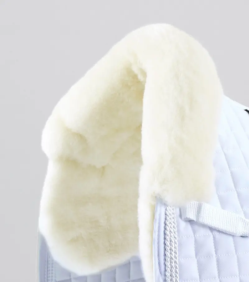 Close Contact Merino Wool European Saddle Pad - Dressage Square White/Natural Wool 2