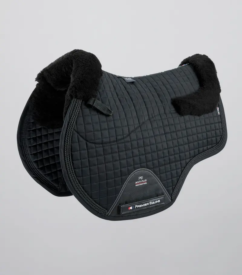 Close Contact Merino Wool European Saddle Pad - Gp/Jump Square Black/Black Wool 1