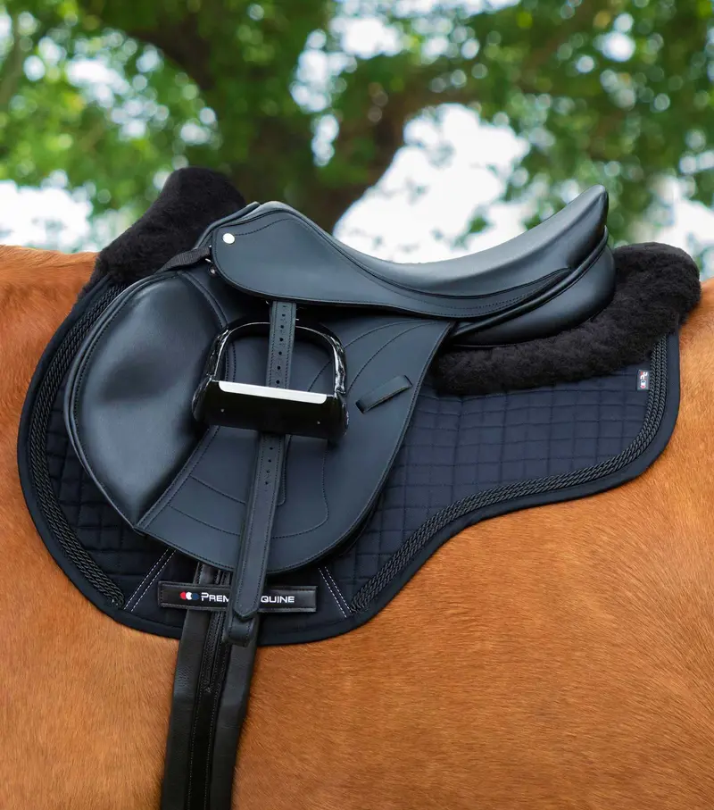 Close Contact Merino Wool European Saddle Pad - Gp/Jump Square Black/Black Wool 2