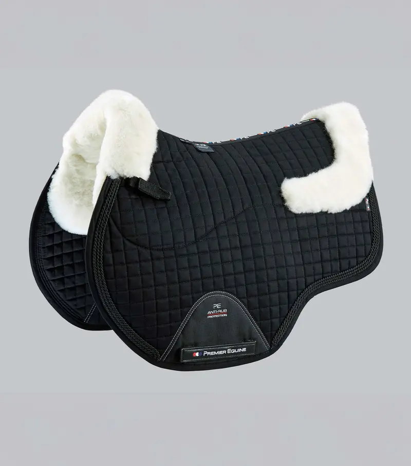 Close Contact Merino Wool European Saddle Pad - Gp/Jump Square Black/Natural Wool 1