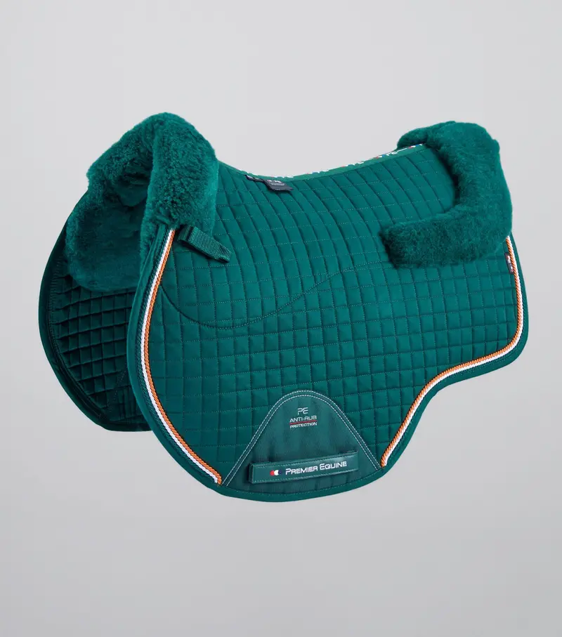 Close Contact Merino Wool European Saddle Pad - Gp/Jump Square Green/Green Wool 1