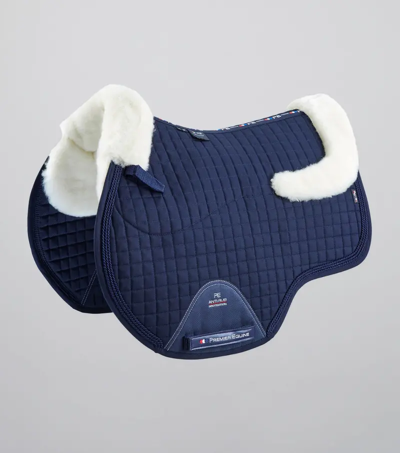Close Contact Merino Wool European Saddle Pad - Gp/Jump Square Navy/Natural Wool 1