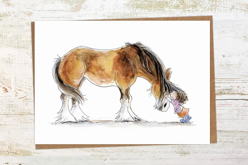 Clydie Cuddle - Clydesdale / Shire Horse Greeting Card 2