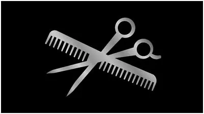 Comb & Scissor Lazer-Tag Acrylic License Plate (Black) 1