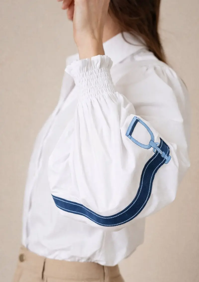 Connie Shirt | White | Embroidered Stirrup 1