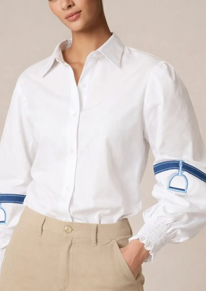 Connie Shirt | White | Embroidered Stirrup 2