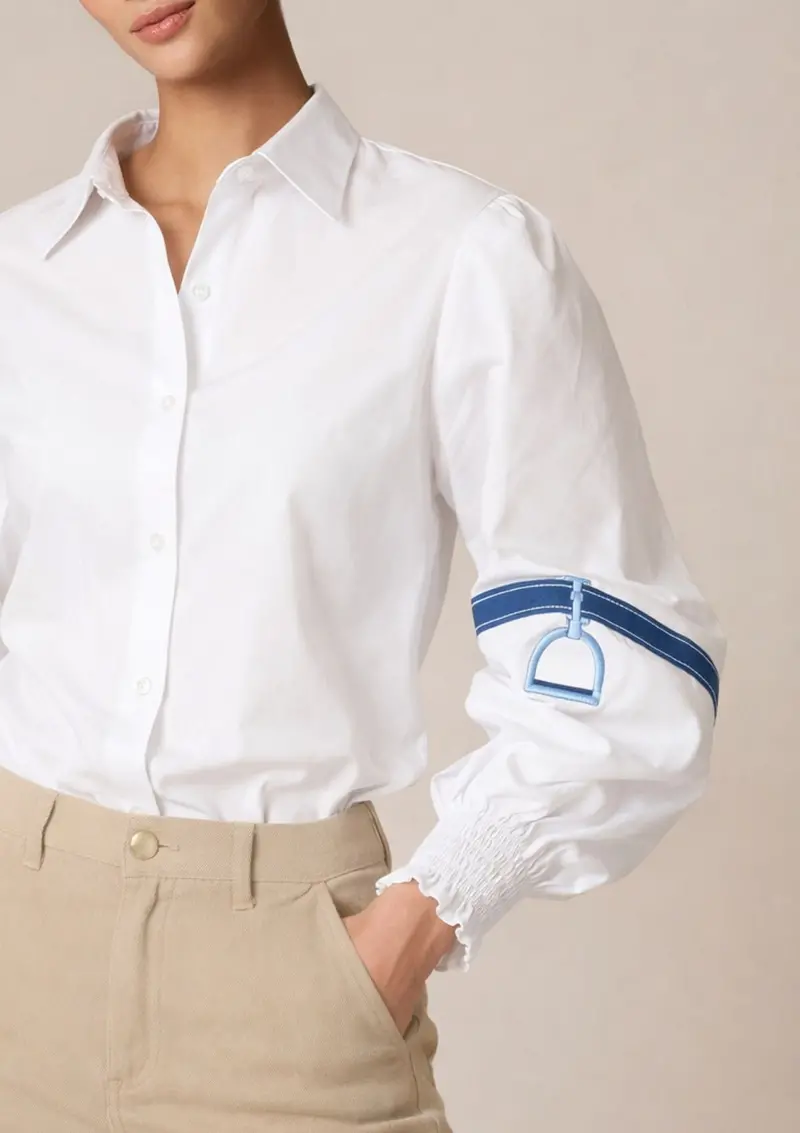 Connie Shirt | White | Embroidered Stirrup 4