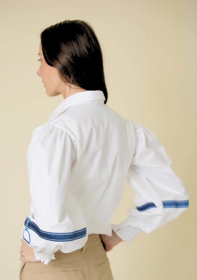 Connie Shirt | White | Embroidered Stirrup 5