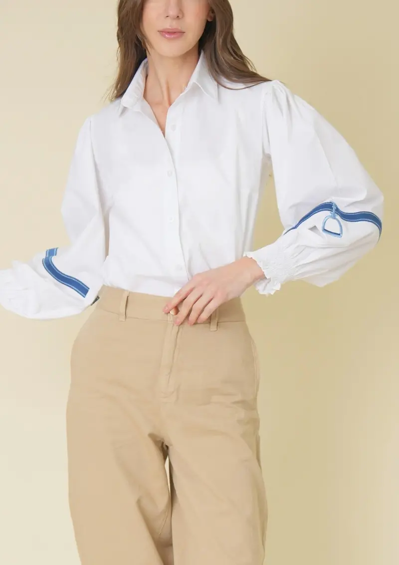 Connie Shirt | White | Embroidered Stirrup 6