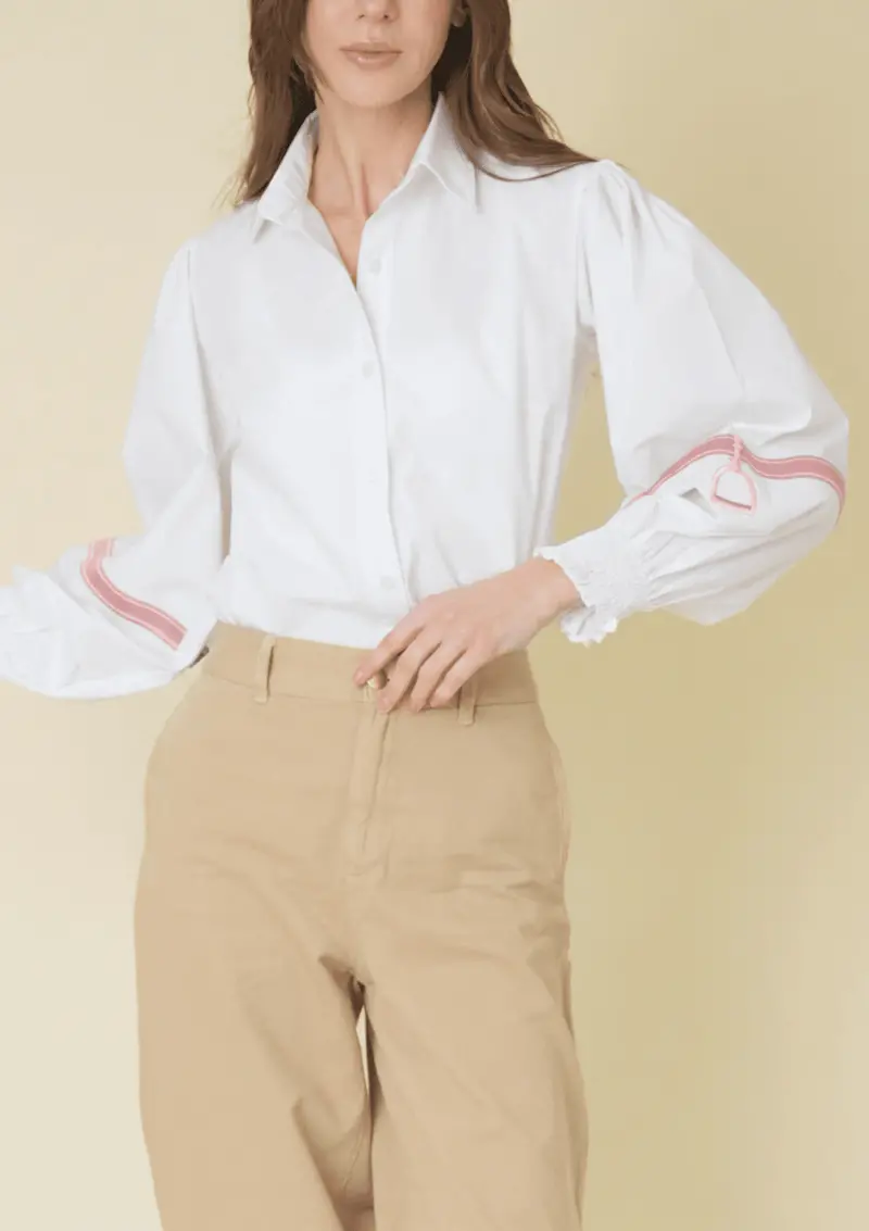 Connie Shirt | White | Embroidered Stirrup 8