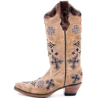 Corral Boots Antique Saddle/Brown Cross Vamp & Tube R1017 1